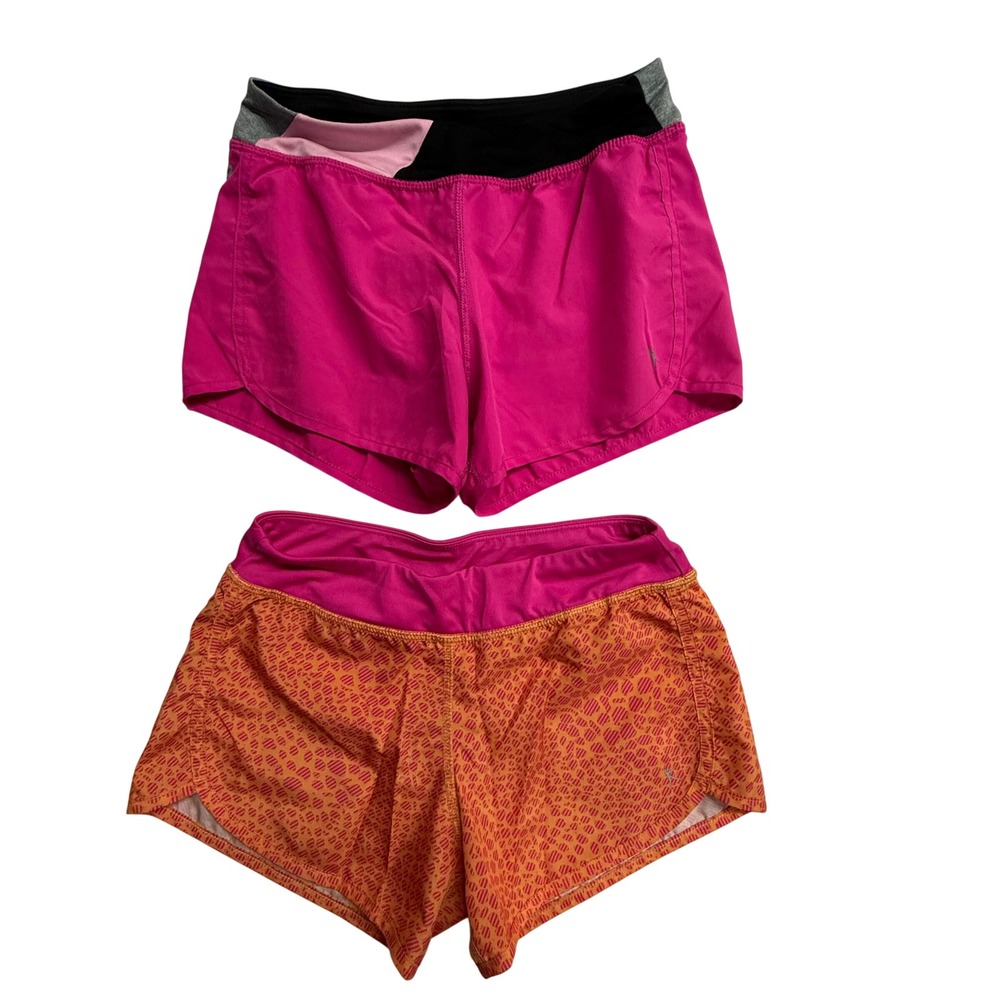 Danskin Now Girls M 7/8 Athletic Running Shorts Lot of 2 Pink Orange Lined